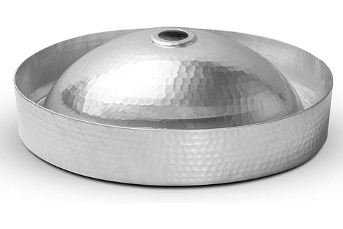 Hand Hammered 17 inch Aluminum Skirted Oval Vessel Bathroom Sink - Nickel